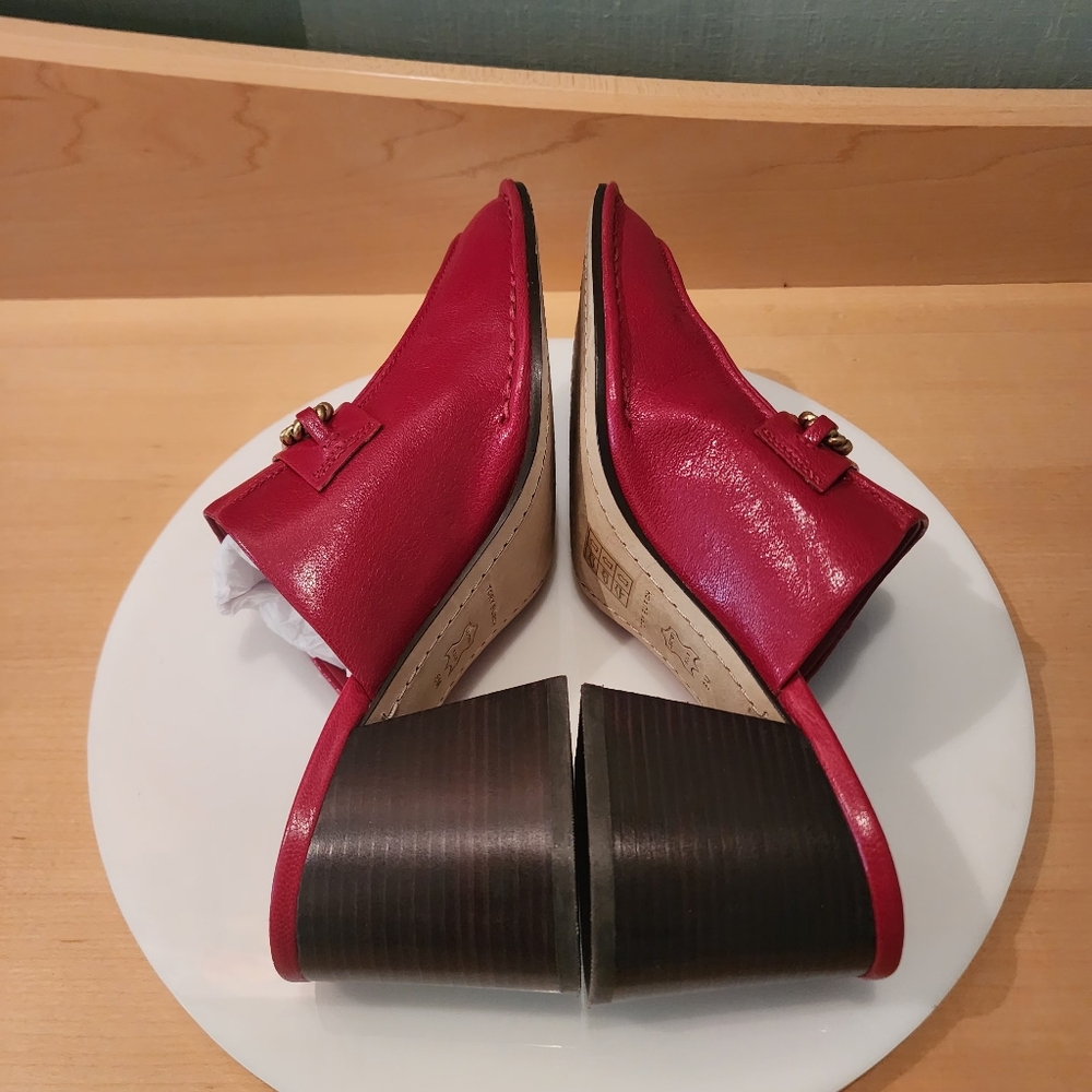 🔥Tory Burch | Red Perrine Mules with Gold Accents - Picture 10 of 17